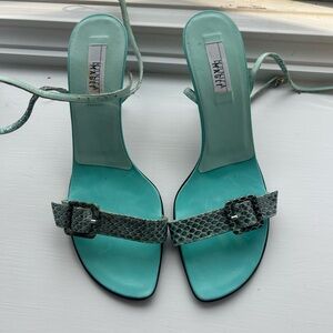 Manolo Blahnik Torquoise Snakeskin Women's Sandals